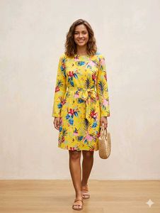 Yellow Floral Print Dress