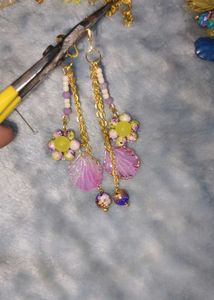 handcrafted Boho Flower & Shell Dangle Earrings