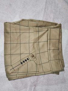 Beige Plaid Trousers