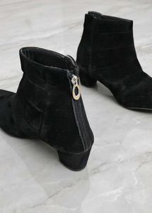 Black Velvet Ankle Boots