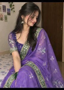 Beautiful Purple Embroidered Saree