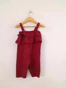 Maroon Printed Jumpsuit (Girl's)