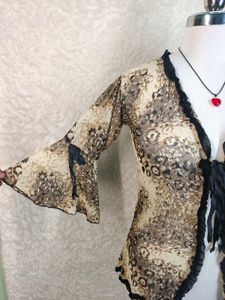 Sheer Bell Sleeve Tie Front Night dress