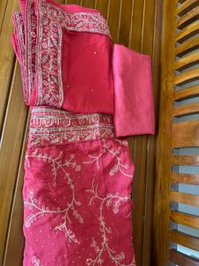 pink unstitched salwar suit material