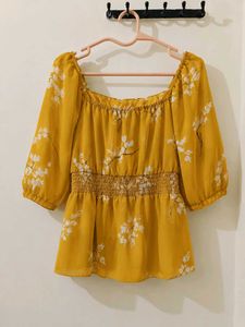 Yellow Stylish Off shoulder top