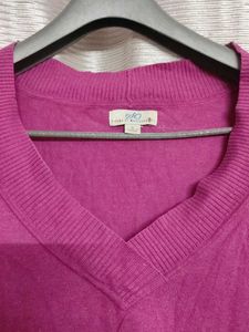 Pink V-Neck Long Sleeve Sweater