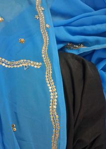 Stunning Royal Blue Embroidered Saree