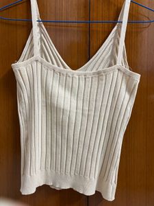 Cream Ribbed V-Neck Cami Top
