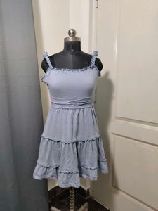 Light Blue Tiered Midi Dress