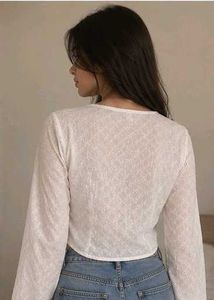 H&amp;M White Embroidered Eyelet V-Neck Top