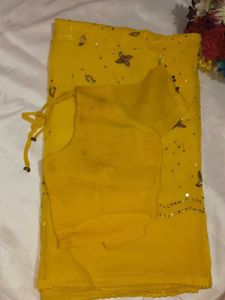 Yellow Embellished Saree
