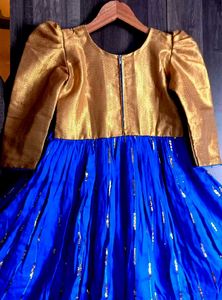 Rich Gold &amp; Blue gown (frock )with legging free na