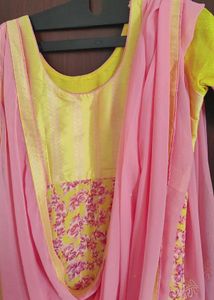 Yellow Kurta with Pink Dupatta