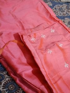 Silk Suit (kurti Pant Set With Cotton Dupatta)