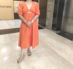 Vibrant Orange Midi Dress