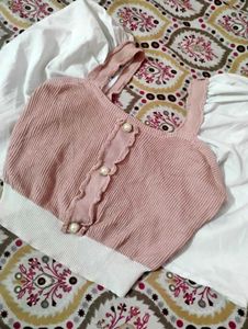 ❤️Chic Pink &amp; White Puff Sleeve Top❤️