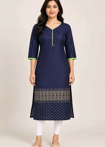 Elegant Navy Blue Printed Kurta