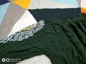 Stylish Green Off-Shoulder Top with Lace Detail