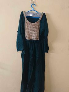 Teal Embroidered Kurta