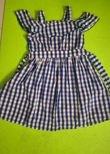 Blue Gingham Cold Shoulder Dress