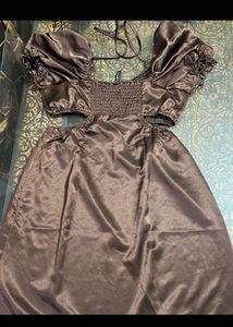H&amp;m brown cut out dress