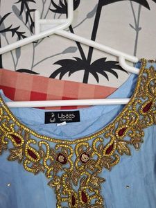 Sky Blue Embroidered high low lehnga set