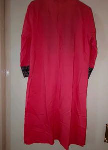 lifestyle Vibrant Coral Kurta with Intricate Embro
