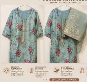 Elegant Floral Print Kurta Set with Dupatta