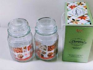 New Set of 2 Glass Jars with air tight Lid