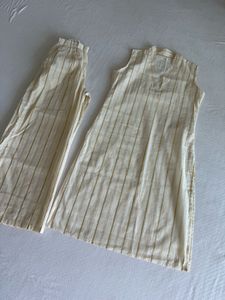 Elegant Cream Striped Kurta Set