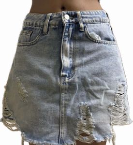Distressed Denim Mini Skirt
