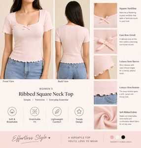 Cute Pink Ribbed Top with Bow