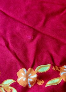 Red Scarf With Vibrant Flowers