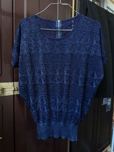 Sparkly navy blue knit top