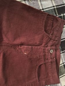 Maroon Wide Leg Jeans
