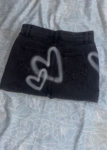 Heart Design Denim Mini devider Skirt