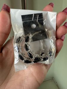 Sparkling Black Hoop Earrings