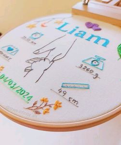 Hand Embroidered Hoop For Baby Welcome