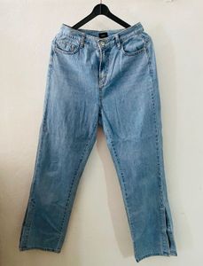 Light Wash Split Hem Jeans