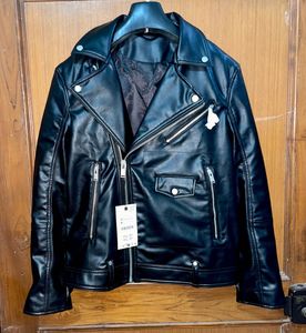 Zara Black Faux Leather Biker Jacket