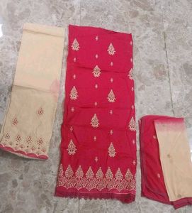 Embroidered Kurta Set - Queen & Cream
