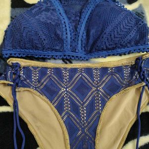 Boho Blue Crochet Bikini Set