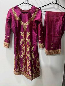 Maroon Banarasi Pant Suit