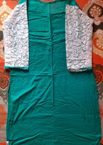 short kurta with white lace border and sleeves