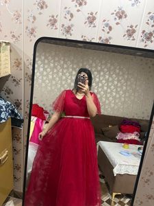 Elegant Red Tulle Evening Gown❤️🎀🦋