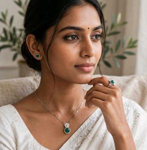 Elegant Emerald Jewelry Set