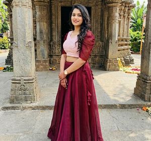 Maroon & Pink Lehenga Choli Set