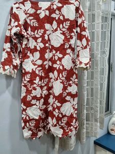 Elegant Floral Print Kurti with shalwar
