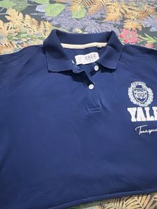 Navy Blue Yale cropped Polo T-Shirt