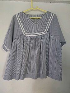 Blue Striped Sailor Collar Top